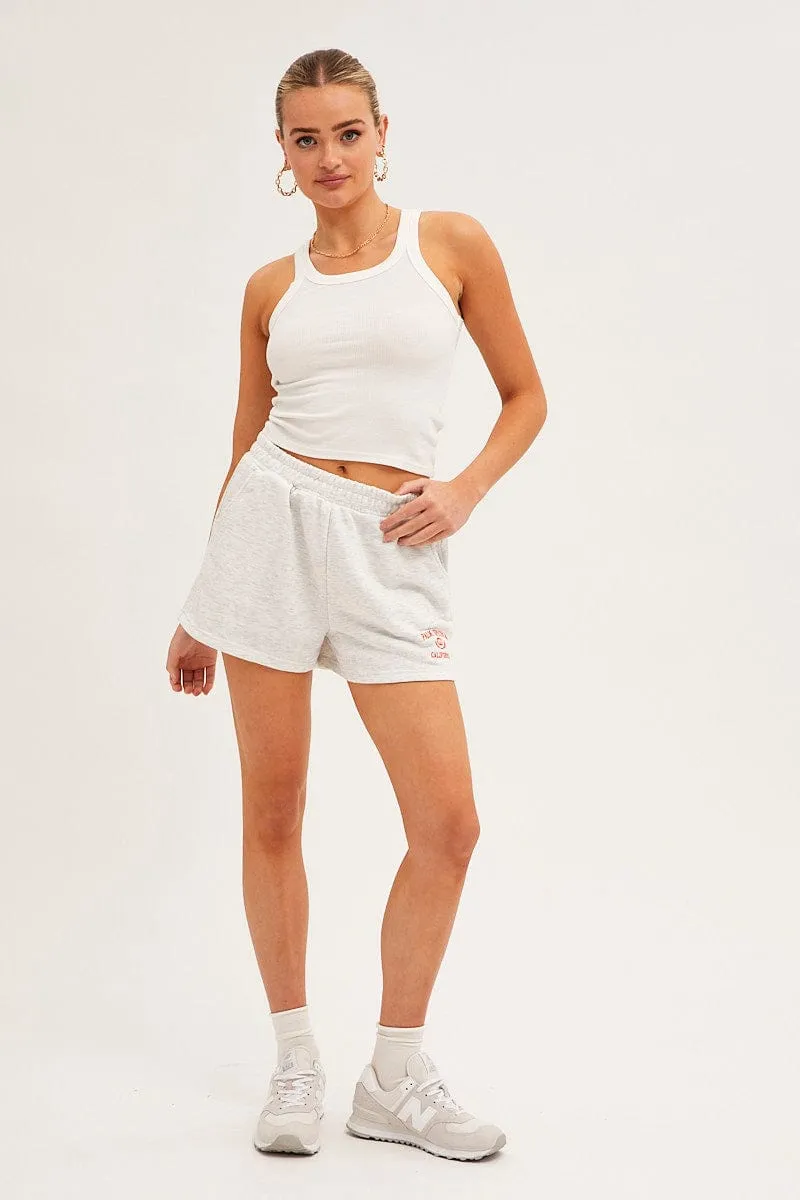 Grey Track Shorts High Rise Elastic Waist sold by Ally Fashion product image thumbnail 3
