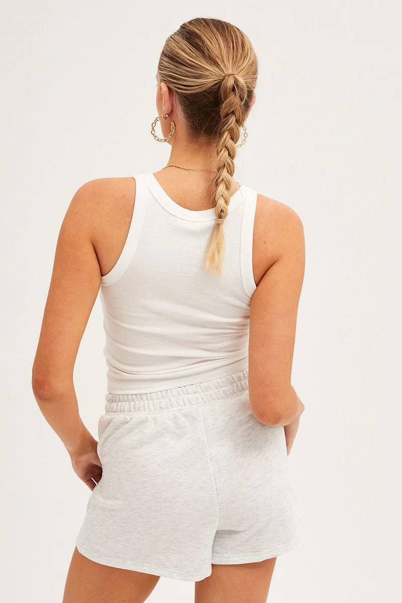 Grey Track Shorts High Rise Elastic Waist sold by Ally Fashion product image thumbnail 5