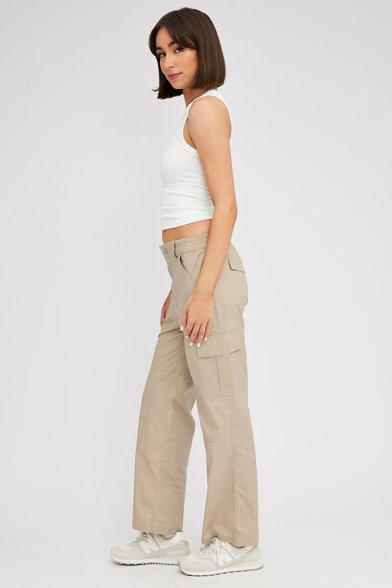 Beige Cargo Pants Mid Rise sold by Ally Fashion product image thumbnail 4