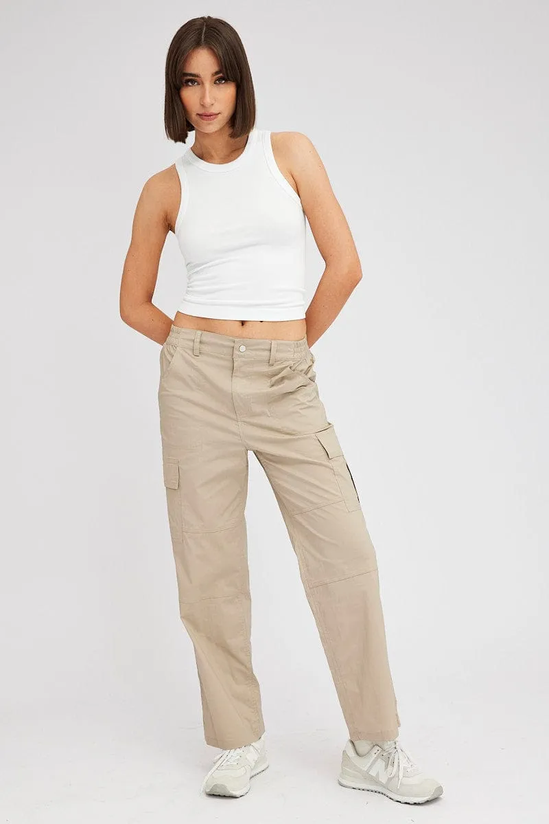 Beige Cargo Pants Mid Rise sold by Ally Fashion