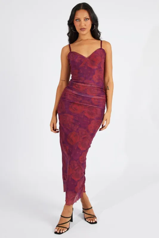Red Floral Bodycon Dress Mesh sold by Ally Fashion