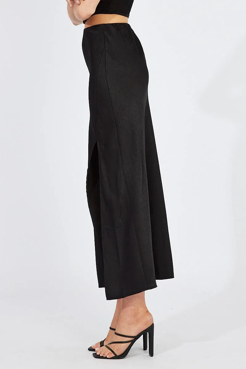 Black Slip Skirt Front Split Satin sold by Ally Fashion product image thumbnail 4