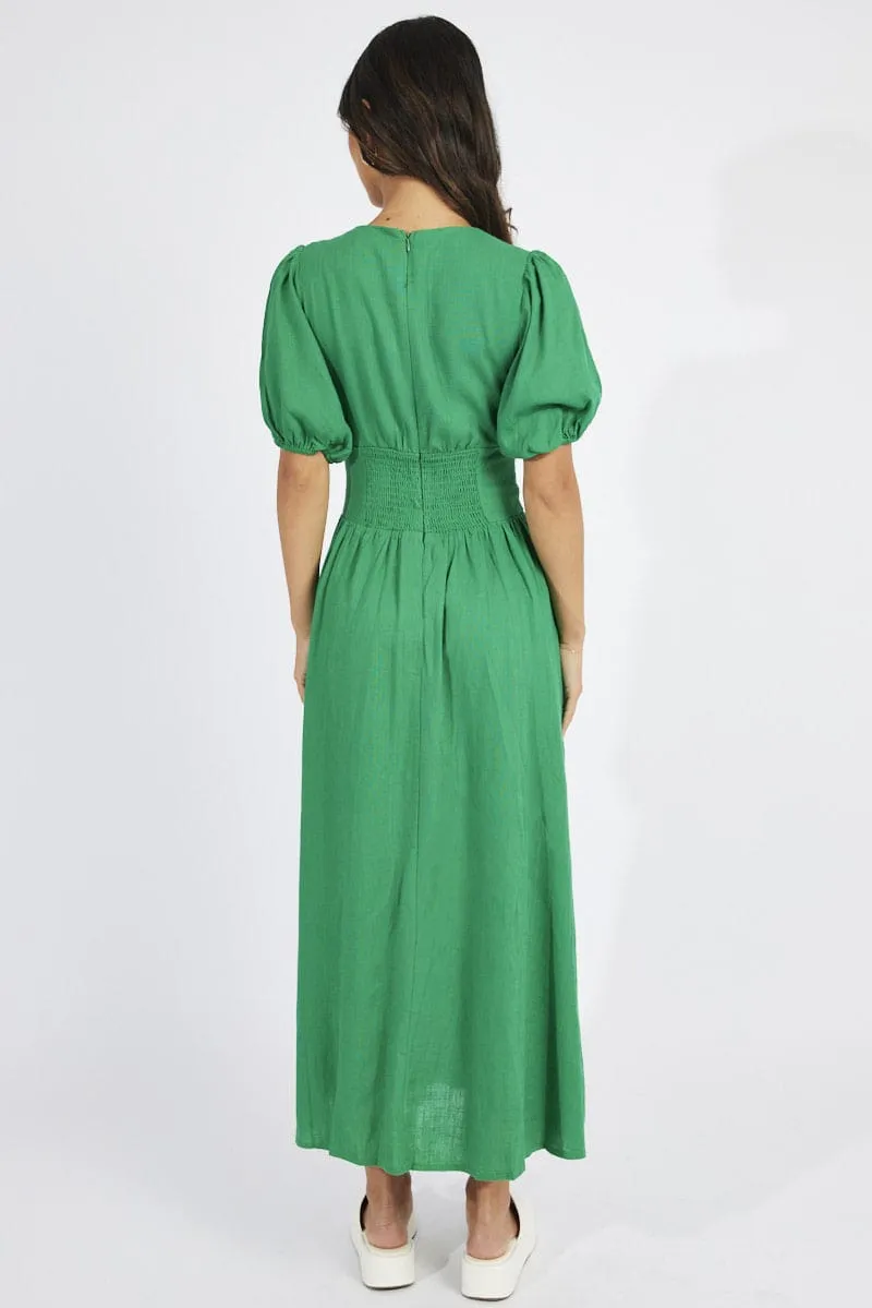 Green Midi Dress Puff Sleeve sold by Ally Fashion product image thumbnail 5