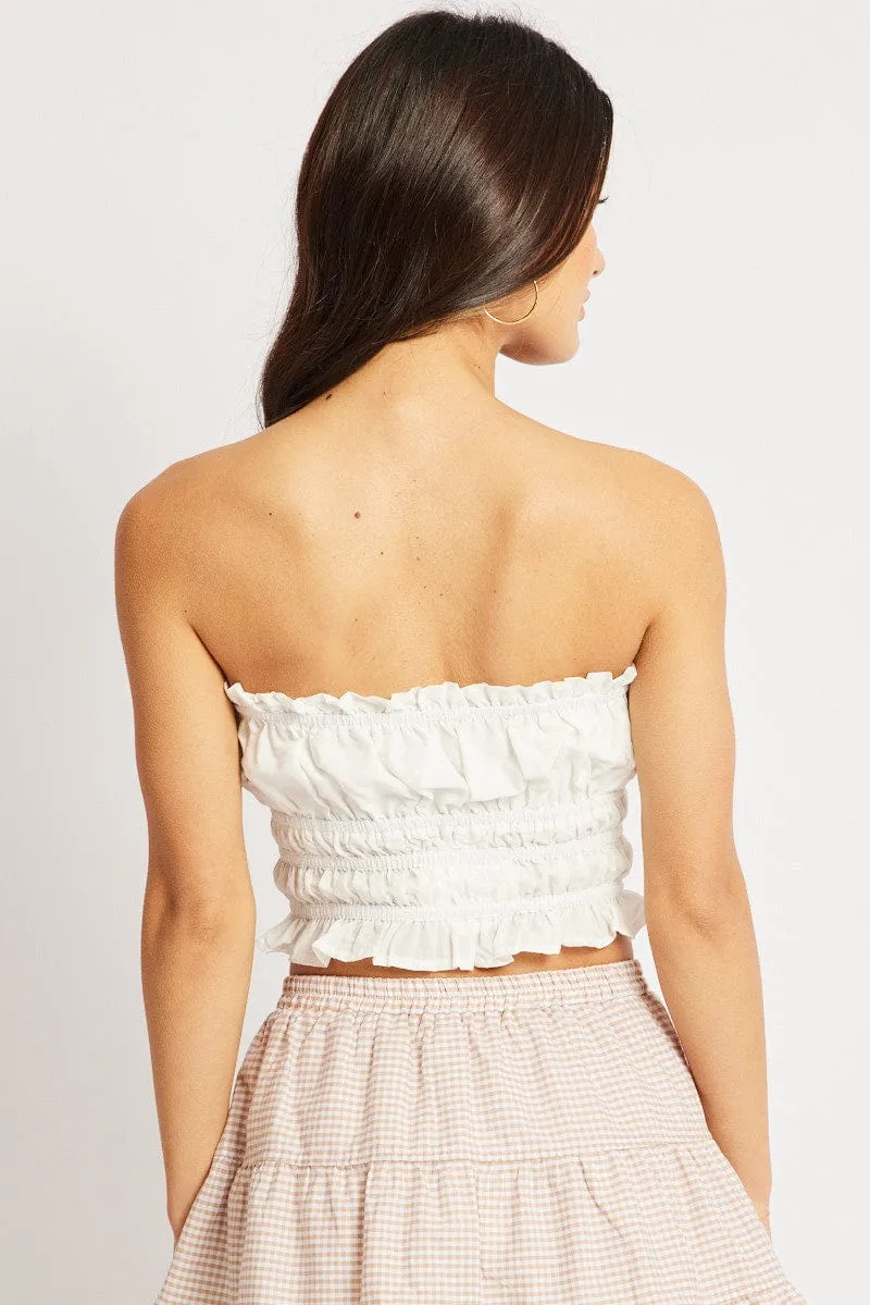 White Gathered Crop Top Strapless sold by Ally Fashion product image thumbnail 5