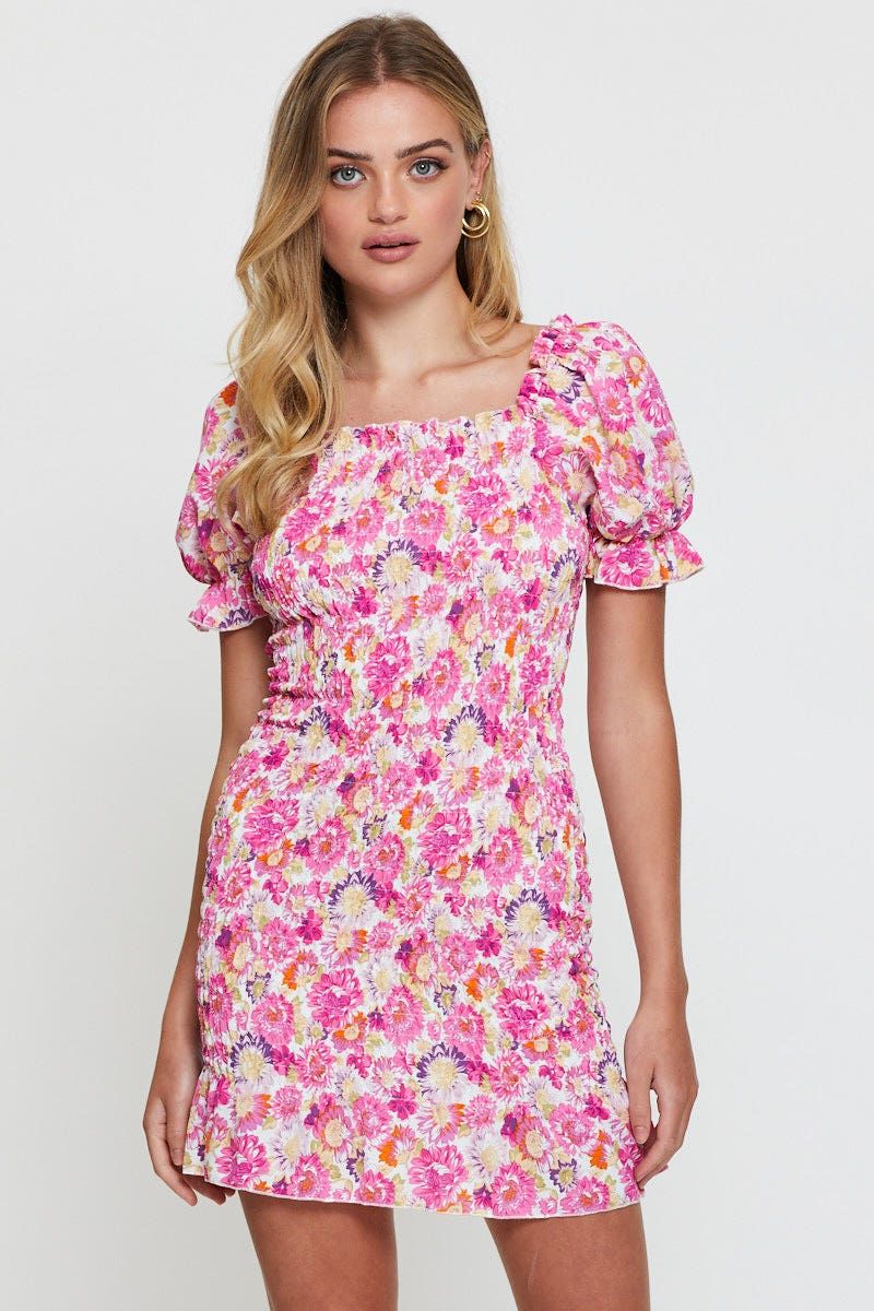 Print Mini Dress Short Sleeve sold by Ally Fashion