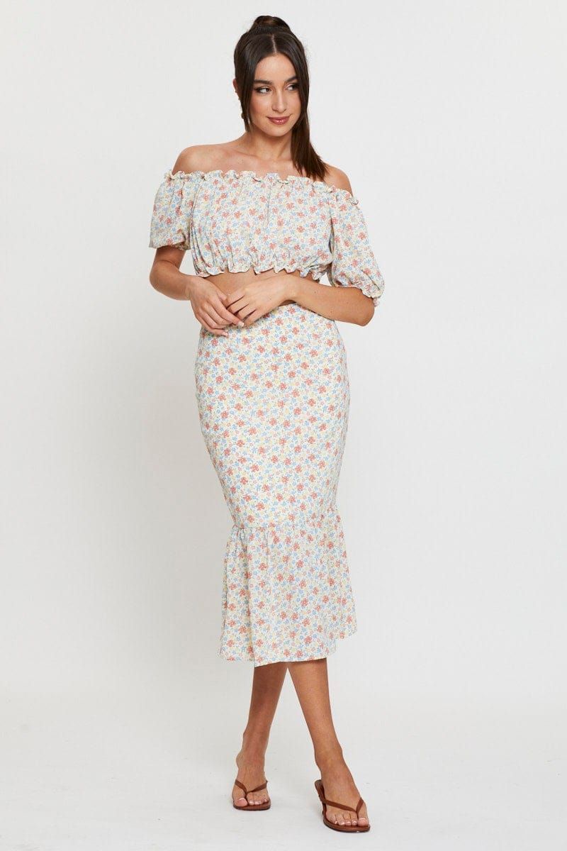 Print Midi Skirt High Waist sold by Ally Fashion