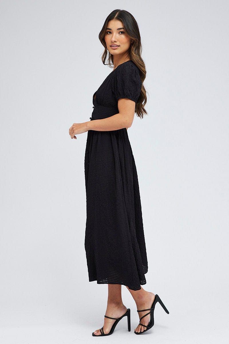 Black Midi Dress Puff Sleeve sold by Ally Fashion product image thumbnail 4