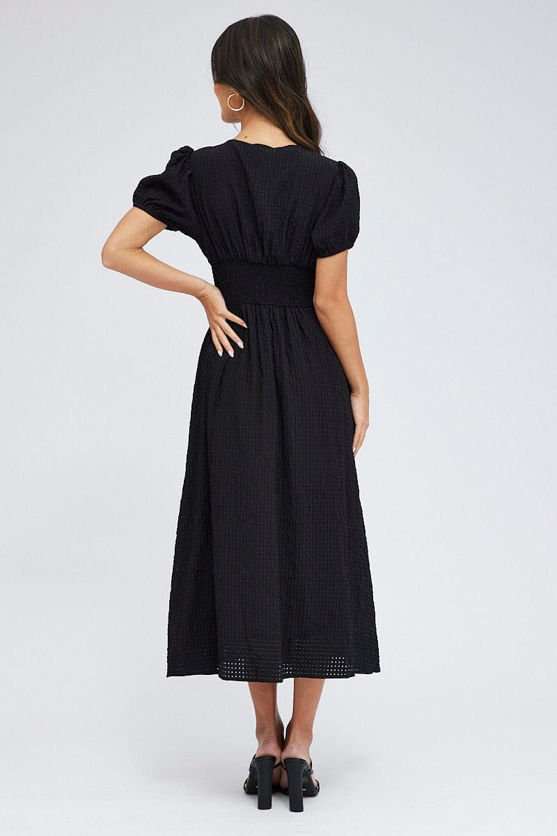 Black Midi Dress Puff Sleeve sold by Ally Fashion product image thumbnail 5
