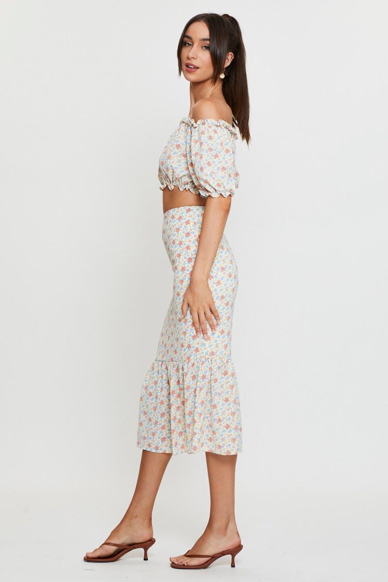 Print Midi Skirt High Waist sold by Ally Fashion product image thumbnail 4