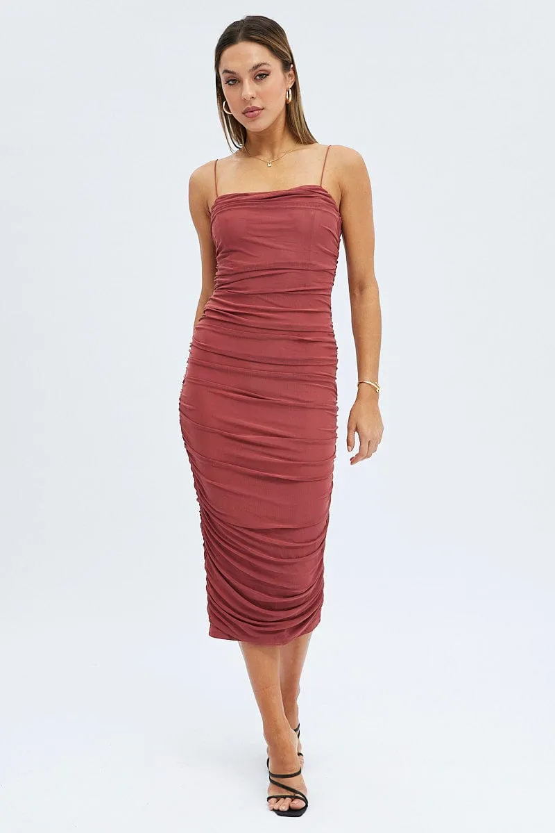 Purple Bodycon Dress Rushed Midi Mesh sold by Ally Fashion product image thumbnail 3