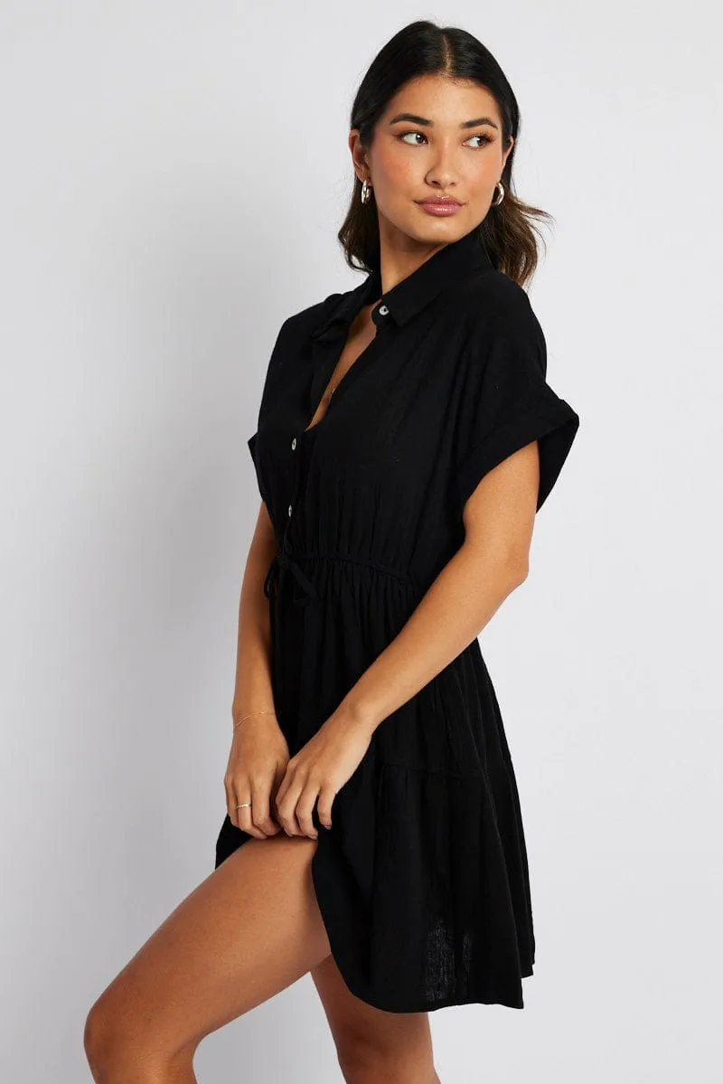Black Shirt Dress Short Sleeve sold by Ally Fashion product image thumbnail 4