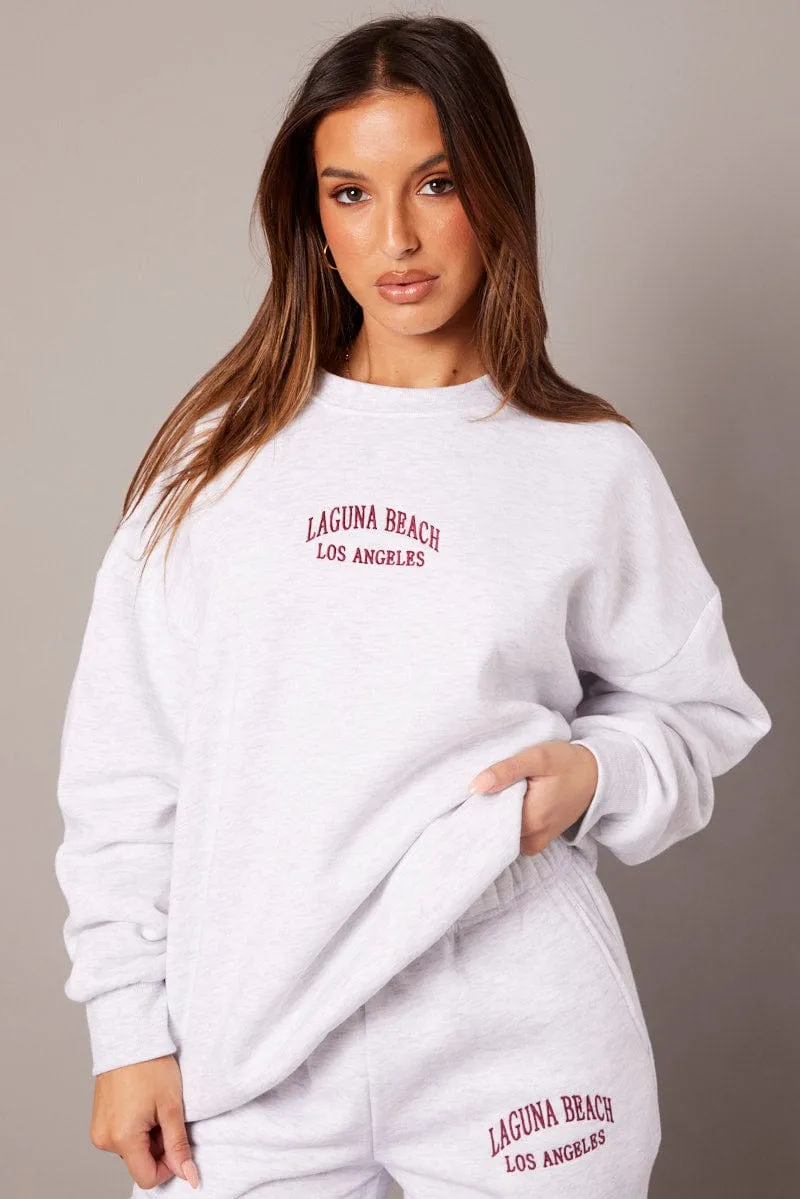 Grey Graphic Sweater Long Sleeve sold by Ally Fashion