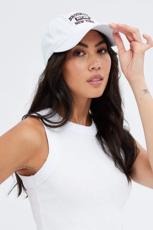 White Brooklyn Dad Cap sold by Ally Fashion