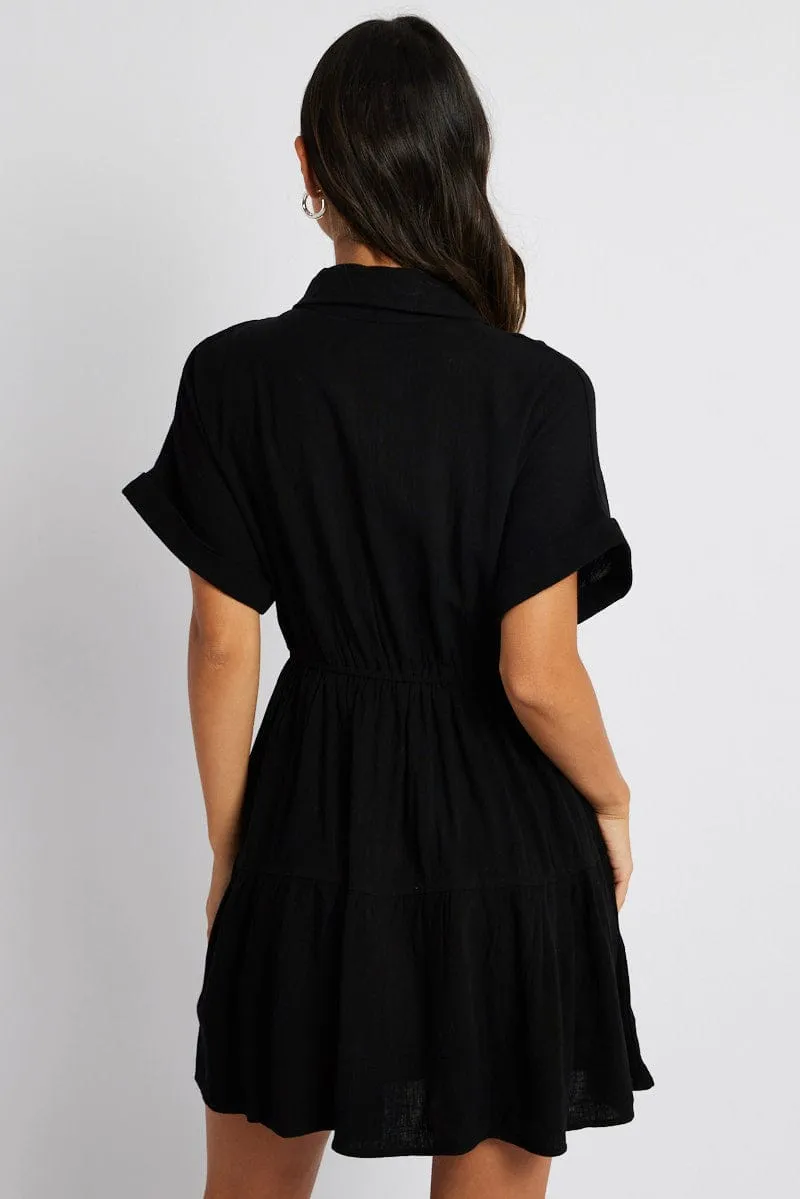 Black Shirt Dress Short Sleeve sold by Ally Fashion product image thumbnail 5