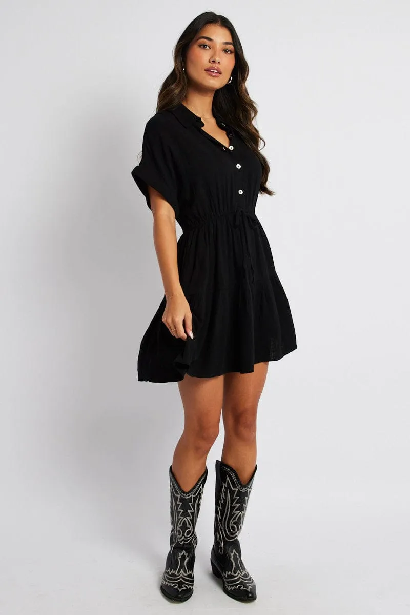 Black Shirt Dress Short Sleeve sold by Ally Fashion product image thumbnail 2
