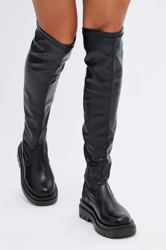 Black Chunky Over Knee Boots sold by Ally Fashion