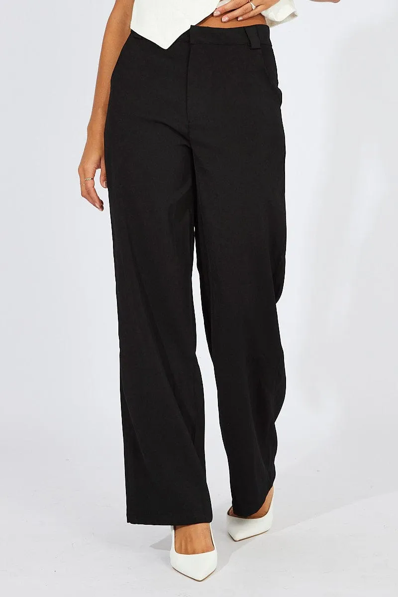 Black Wide Leg Pants High Rise sold by Ally Fashion product image thumbnail 3