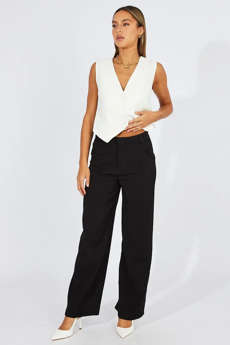 Black Wide Leg Pants High Rise sold by Ally Fashion product image thumbnail 2