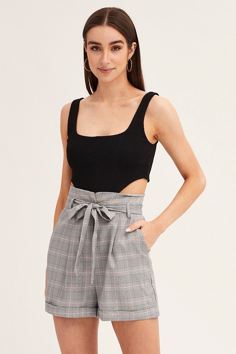 Check Shorts Paper Bag Waist sold by Ally Fashion
