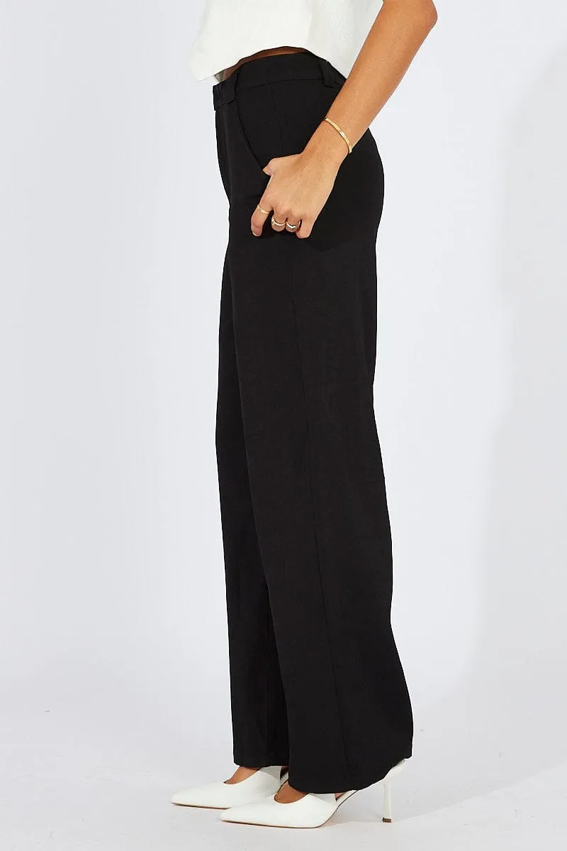 Black Wide Leg Pants High Rise sold by Ally Fashion product image thumbnail 4