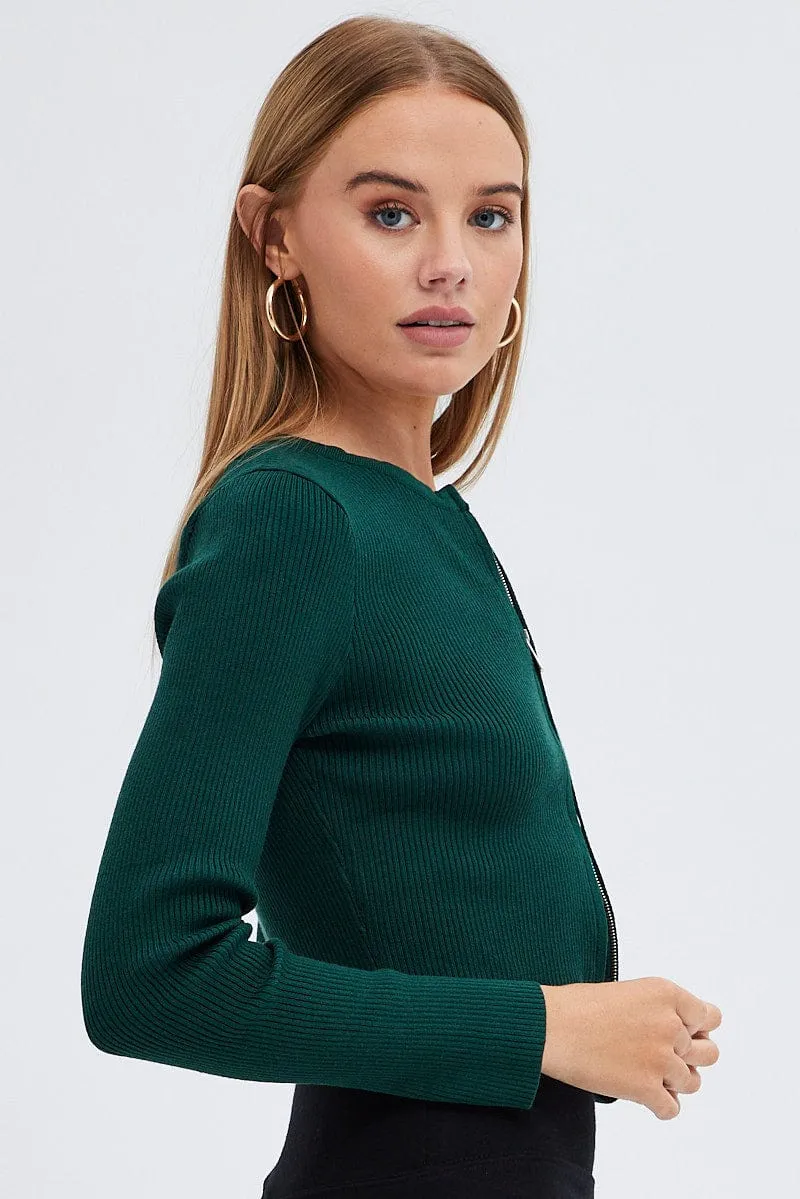 Green Knit Cardigan Zip up sold by Ally Fashion product image thumbnail 4