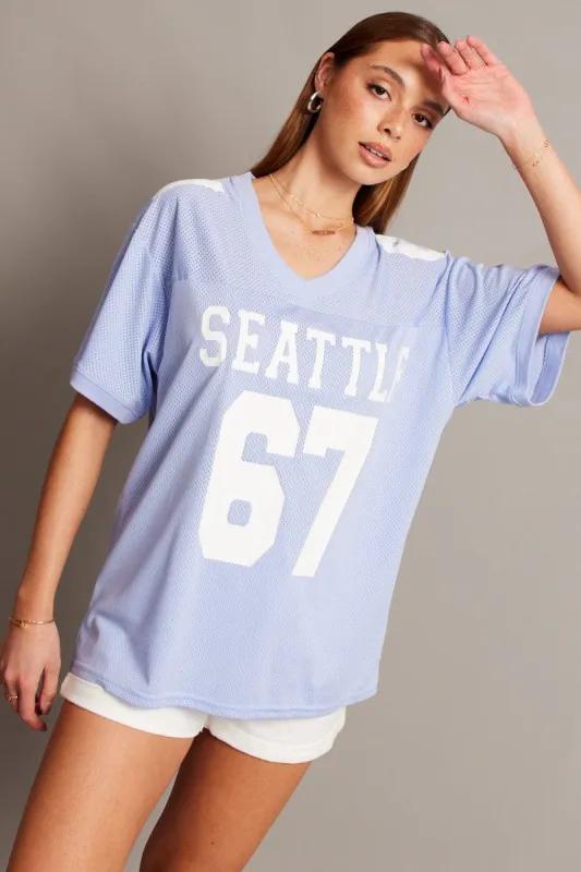 Blue Sport Tee V Neck Short Sleeve sold by Ally Fashion