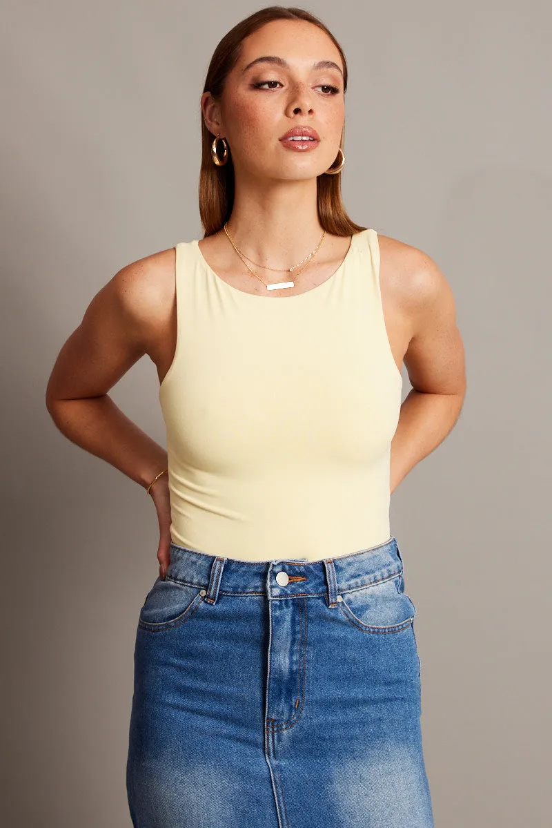 Yellow Supersoft Bodysuit Sleeveless sold by Ally Fashion