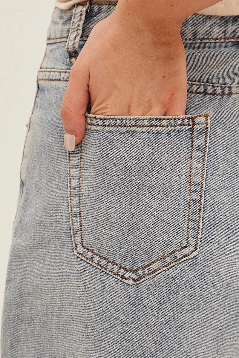 Denim Mid Wash Mom Denim Shorts High Rise sold by Ally Fashion product image thumbnail 5