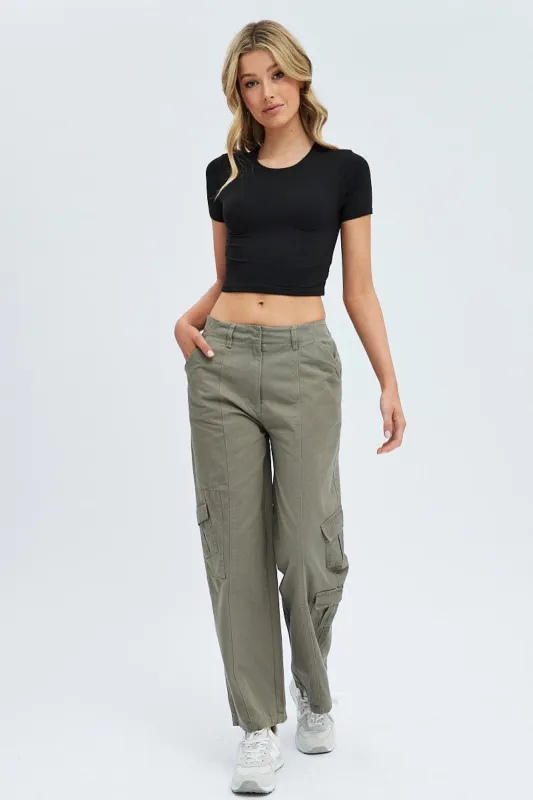 Grey Cargo Pants Low Rise sold by Ally Fashion