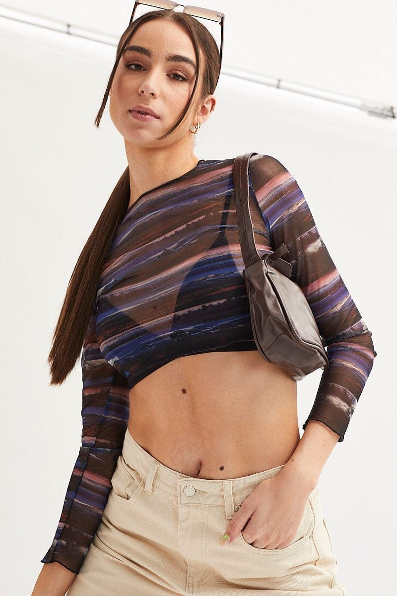 Brown Abstract Abstract Print Top sold by Ally Fashion