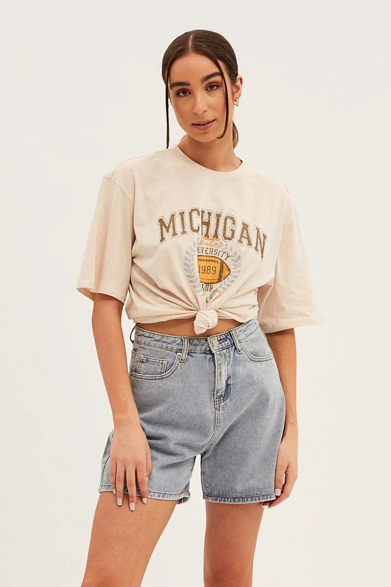 Denim Mid Wash Mom Denim Shorts High Rise sold by Ally Fashion product image thumbnail 2