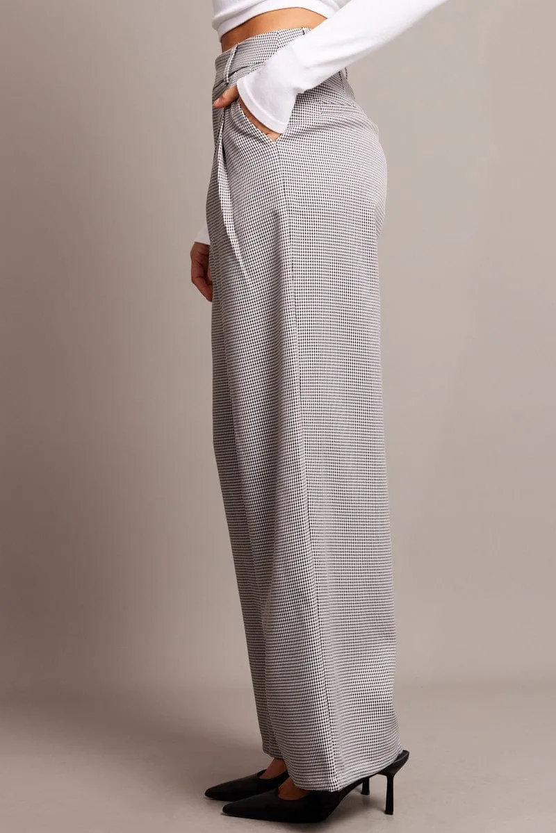 Black Check Wide Leg Pants High Rise sold by Ally Fashion product image thumbnail 4