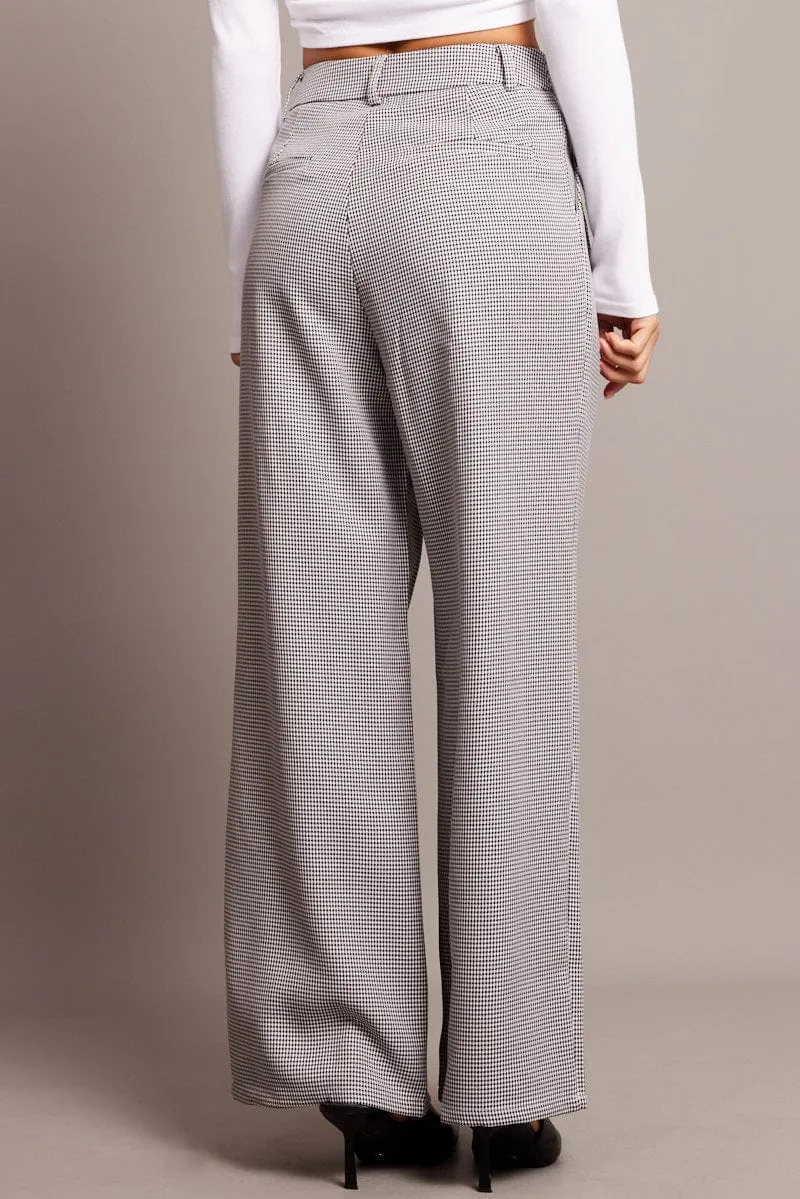 Black Check Wide Leg Pants High Rise sold by Ally Fashion product image thumbnail 5