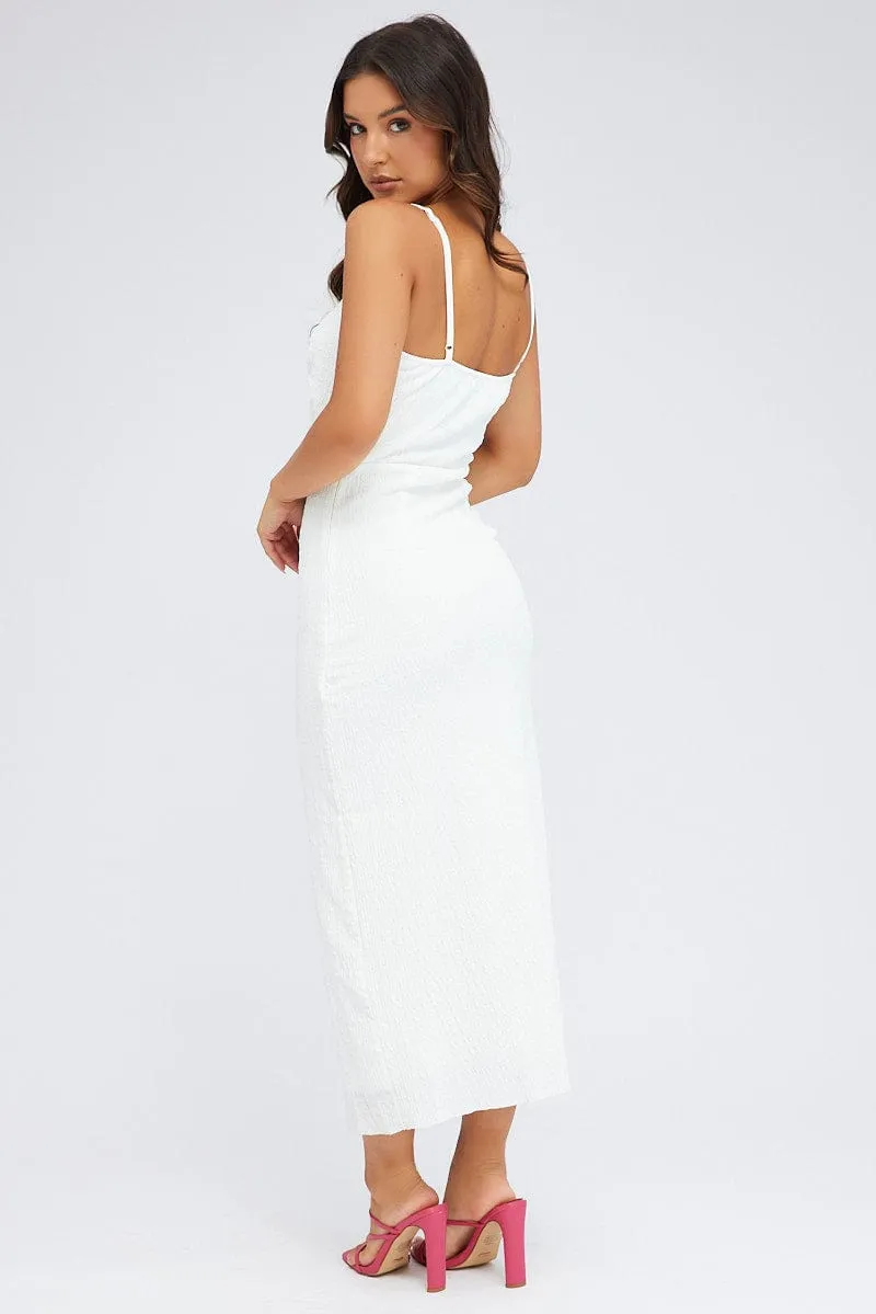 White Midi Dress Cut Out Textured Fabric sold by Ally Fashion product image thumbnail 5