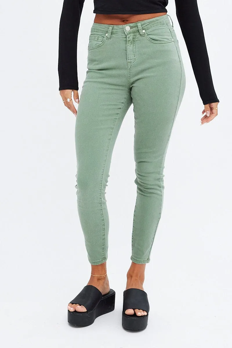 Green Skinny Denim Jeans Mid rise sold by Ally Fashion product image thumbnail 2