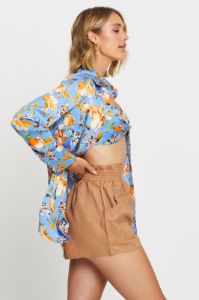 Print Crop Shirts Long Sleeve sold by Ally Fashion