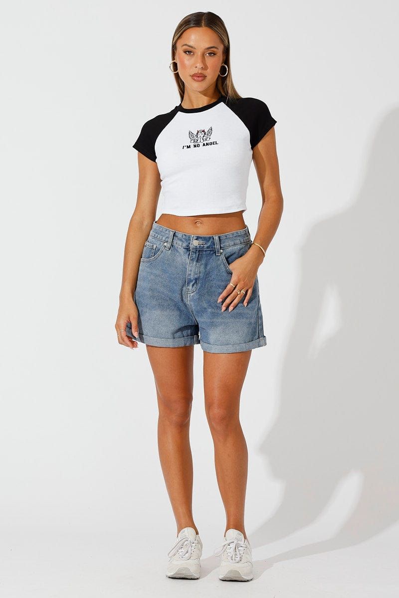 Black Graphic Tee Short Sleeve Crop sold by Ally Fashion product image thumbnail 2