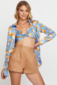 Print Crop Shirts Long Sleeve sold by Ally Fashion