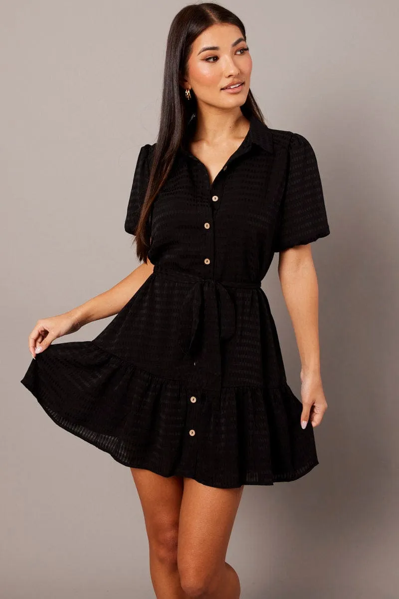 Black Fit And Flare Dress Short Sleeve Mini sold by Ally Fashion product image thumbnail 3