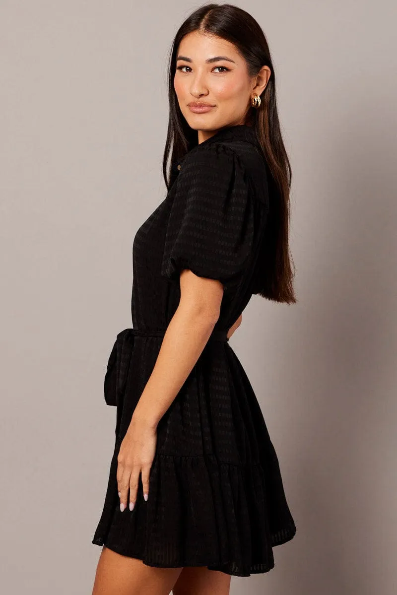 Black Fit And Flare Dress Short Sleeve Mini sold by Ally Fashion product image thumbnail 4