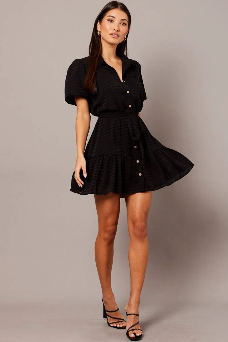 Black Fit And Flare Dress Short Sleeve Mini sold by Ally Fashion