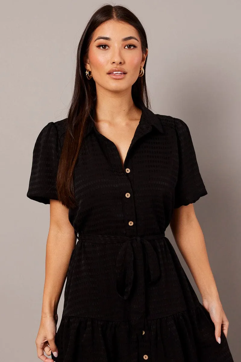 Black Fit And Flare Dress Short Sleeve Mini sold by Ally Fashion product image thumbnail 2