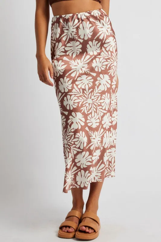 Beige Abstract Slip Skirt Maxi sold by Ally Fashion