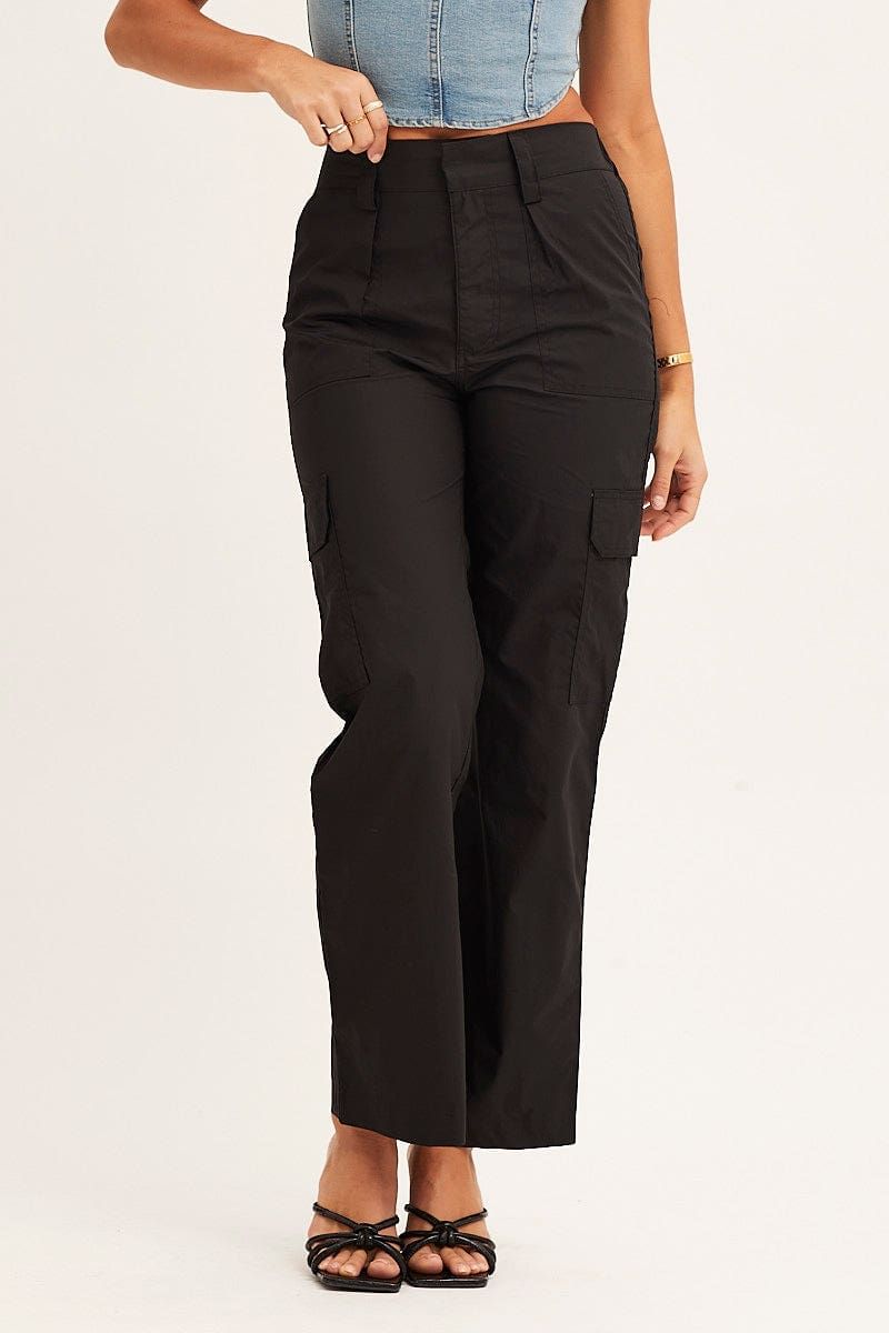 Black Cargo Pants Mid Rise sold by Ally Fashion product image thumbnail 3