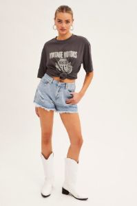 Grey T Shirt Short Sleeve Crew Neck Vintage Bike Cotton sold by Ally Fashion