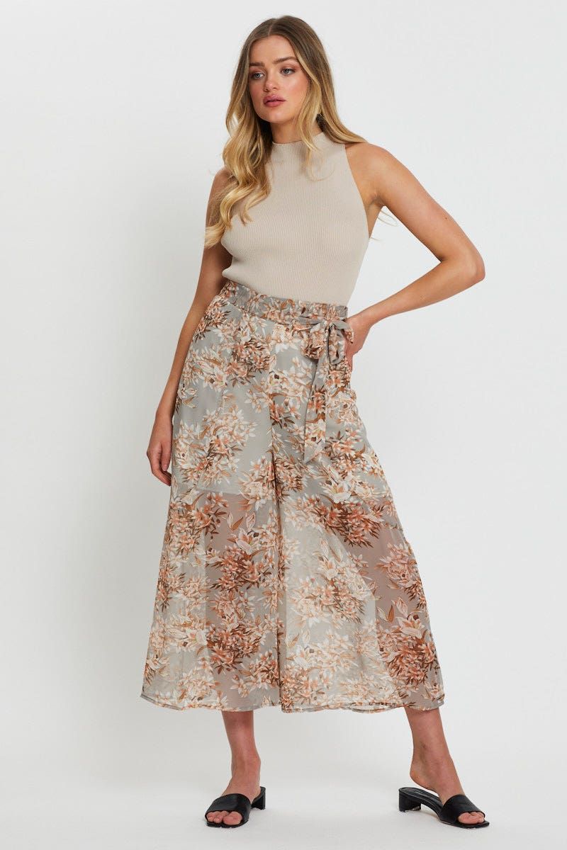 Print Belted Pants High Waist sold by Ally Fashion