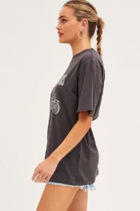 Grey T Shirt Short Sleeve Crew Neck Vintage Bike Cotton sold by Ally Fashion