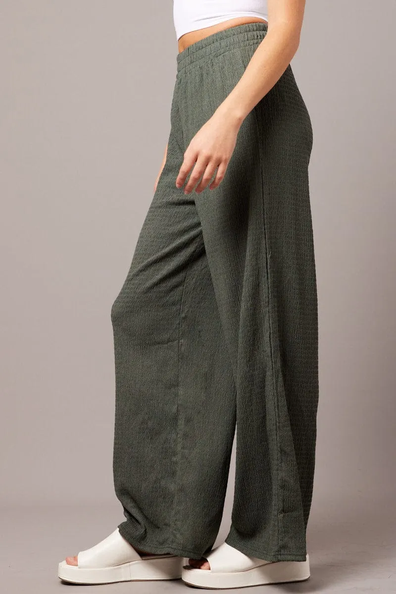 Green Wide Leg Pants Elasticated Waist sold by Ally Fashion product image thumbnail 4