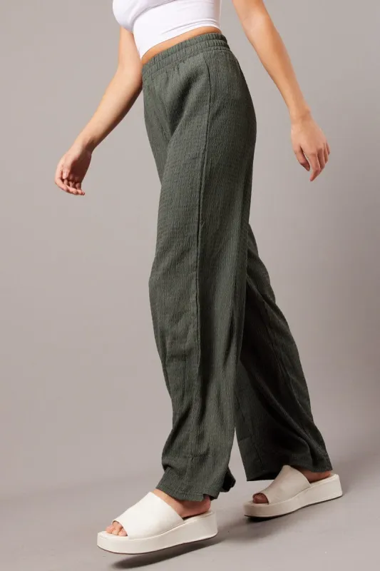 Green Wide Leg Pants Elasticated Waist sold by Ally Fashion