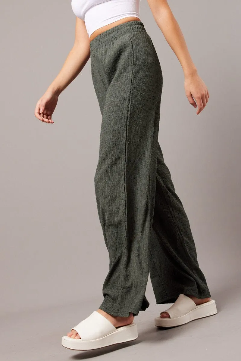 Green Wide Leg Pants Elasticated Waist sold by Ally Fashion